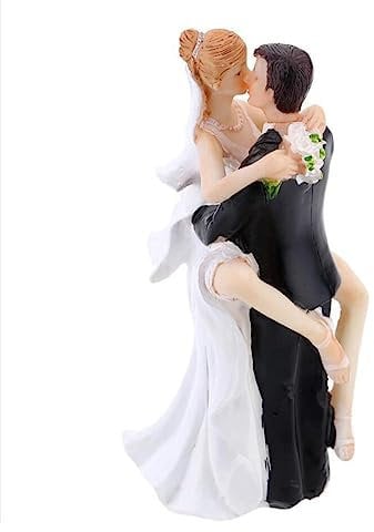 Uteruik Braut und Bräutigam Cake Topper Figuren Kuss Paar Statue Hochzeitstorte Puppe Jahrestag Verlobung Dekoration