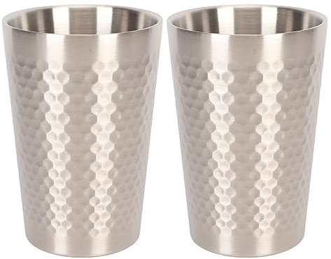 Lot de 2 Gobelets en Acier Inoxydable à Double Paroi Gobelet à Bière Chope à Bière Verres à Boire en Métal Isolés Sous Vide Incassables Tasses à Boire Chaud et Froid, 12 Oz/350 Ml