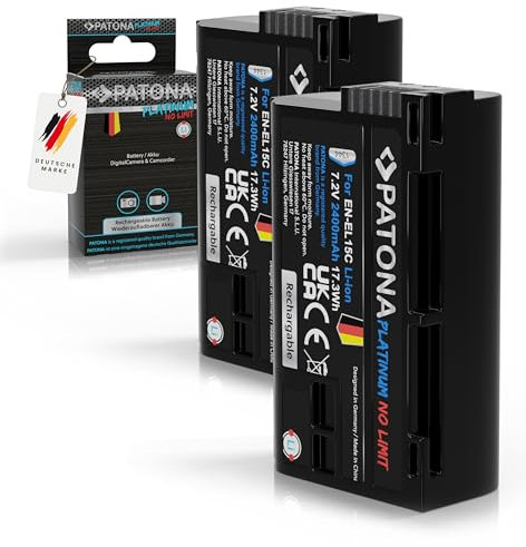 PATONA 2X Platinum Batterie EN-EL15C VFB12802 2400mAh Compatible avec Nikon EN-EL15b EN-EL15 Z8 Z7II Z6II Z5 D7000 D7500 D600 D800 D850 (no Para Zf)