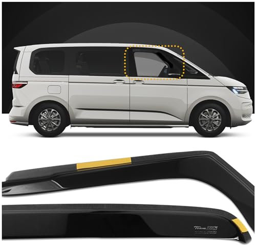 HEKO - Kompatibel mit Volkswagen VW New Multivan 2021+ Seitenscheiben-Windabweiser; Vorne; 2 Stk.; Regenabweiser, Windabweiser, Getönt, Stromlinienförmig; Einfache Montage; Schutz vor Wind und Regen