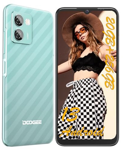 DOOGEE N50 Pro Telephone Portable 20GO RAM+256GO ROM, Smartphone Android 13, Caméra AI 50MP, 6.52 Pouces HD+, TF 1TB, Batterie 4200mAh 18W, Widevine L1 4G,Vert
