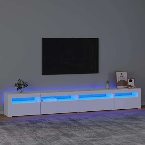 ARKEM Mueble de TV con Luces LED Blanco 270x35x40 cm Colgante MóVel Mesa Televisor Muebles De TV Salon