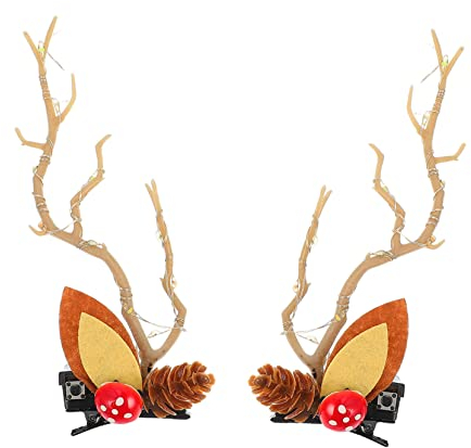 ABOOFAN 2 Stück Leuchtende Haarnadel Mit Hirschgeweih Weihnachtliche Haarnadel-accessoires Für Mädchen Haarspange Aus Rentierhorn Lustig Und Modisch