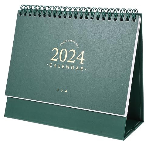 EFARMA Jahreskalender,Wandkalender, Tischkalender, stehend, umklappbar, 2023,9–2024,12, Tischkalender, Kleiner Monatskalender, Planer, Kalender mit Aufklebern, 2024, Neujahrsgeschenk, grün