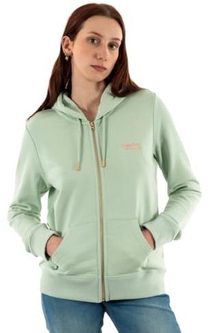 Superdry Sweat-shirt Essential Ziphood Ub pour femme avec logo, Vert pailleté, 38
