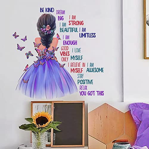 Trlyane Wandtattoo Kinderzimmer Mädchen, Lila mit Sprüchen | Leicht Anzubringen und Rückstandslos Ablösbar, Flexible Anordnung, für Glatte Wände, Möbel, Türen und Fenster