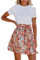 CUPSHE Damen Sommerkleid Rundhals Kurzarm Taillenschnürung T Shirt Kleid Freizeitkleider Tunika Mini Dress Weiß/Orange XL