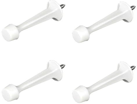4 Pack Door Stoppers, Zinc Alloy Wall Mounted Door Stop Protector with Rubber Buffer Bumper for Indoor Outdoor, 73mm White