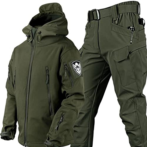 Set di giacca e pantaloni tattici da uomo - Tuta uniforme militare mimetica impermeabile, abito da combattimento militare per attività all'aperto