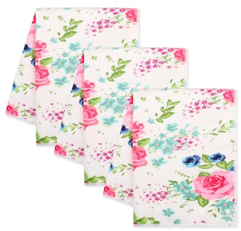 Autilify Strofinacci Cucina Cotone-Set di 3 Asciugamani Da Cucina Per Vacanze Decorativi-40x55 CM (Fiore)