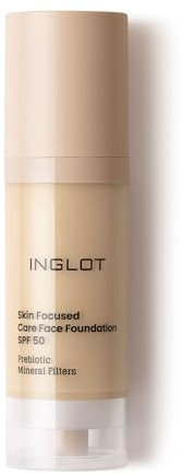 Inglot Illuminierende Foundation mit Hautpflege-Vorteilen | Sonnenschutz | Vegane Formel | Skin Focused Care Gesichtsfoundation SPF 50 | 30 ml 306 Medium Beige