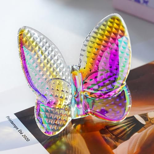 Kanpura 3 AB Crystal Butterfly Figurine - Glass Collectible Ornament Decor - Animal Figurine Gifts for Enthusiasts and Collectors