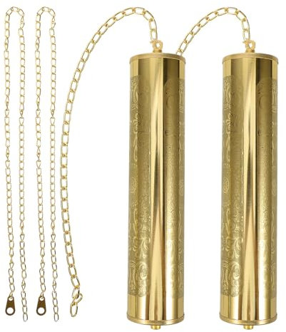 Housoutil Standuhr-Gewichte, 2 Stück Vintage-Wanduhr-Gewichte,Goldene Standuhr Dekoratives Hammer, Muster Uhrengewicht Für Wanduhr, Eisenkettengewicht Ersatz Uhrgewichtsteil