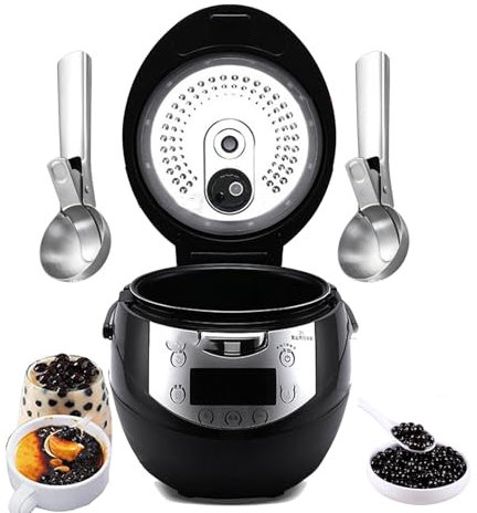 forplubossmmp Olla De Perla Automática, Olla De Perla De 6L para Cocinar Tapioca con Sonda Térmica, Olla De Cocción Lenta con Perlas De Tapioca para Té De Burbujas Y Pudín (con 2 Cucharas)