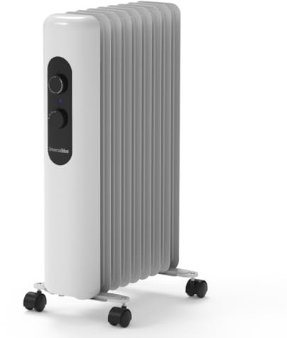 UNIVERSALBLUE Radiador Eléctrico de Aceite 2500W - Calefactor Bajo Consumo 13 Elementos Calefactores - Calienta Habitaciones hasta 30 m² - Termostato Ajustable - Portátil con Ruedas