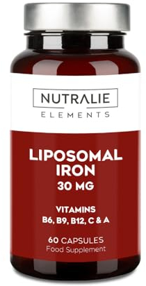 Eisentabletten Hochdosiert -30mg - Maximale Absorption -Vitamine C A B6 B12 + Folsäure - Für Immunsystem, Energiestoffwechsel & Blutbildung - Eisenpräparate - 60 Kapseln Nutralie