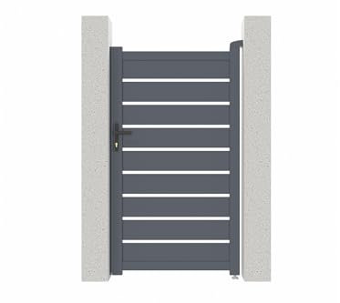 Casanoov Portillon VOGEL 1x1,80 m Aluminium Gris Anthracite – Design Ajouré Moderne – Robuste et Résistant Intempéries – Montage Facile – Clôture Jardin Sécurisée – Entrée Extérieure 100x180 cm