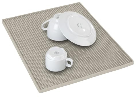 Tapis d'égouttage Mod. Maxi séchage antidérapant cuisine support vaisselle égouttoir efficace 40 x 1 x 30 cm plastique beige passe au lave-vaisselle