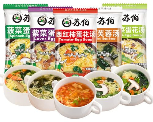 BaiLiSnacky Zuppa di verdure liofilizzata Gusto misto, 15 confezioni zuppa istantanea colazione sana e nutriente contorni pratici idea regalo