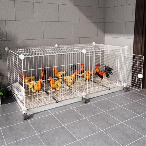 PUFAHAU Hühnerställe Aus Metall Mit Rädern, Tragbarer Kaninchenstall Mit Entenhaus, Geflügelkäfig Für Kleintiere Zur Aufzucht Von Entenküken, Küken, Wachteln, Kaninchen, Kätzchen Und Welpen