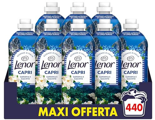 Lenor Ammorbidente Concentrato Essenze d’Italia, 440 Lavaggi (8x55), Capri, Note Di Gardenia e Giacinto, Profumo autentico di lunga durata