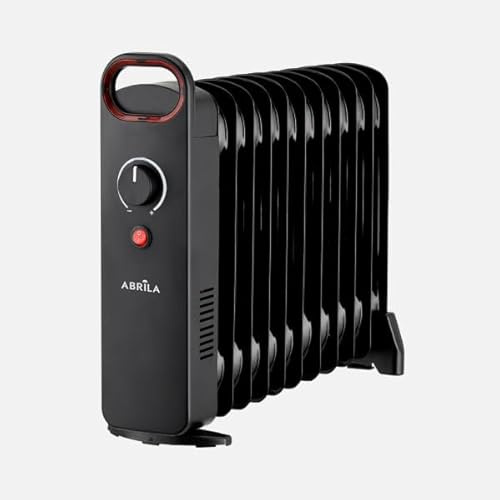 ABRILA - Lapacho - Radiador de Aceite 1000W Negro | 11 Elementos | Termostato Regulable | Protección de Seguridad | Asa | Negro