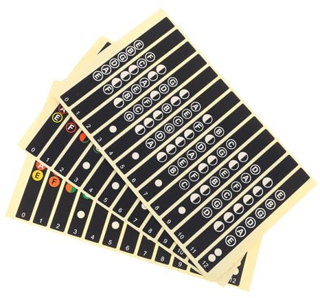 Gitarren Griffbrettaufkleber 12 Stück Bundkartenaufkleber | Papier, für E-gitarre und Gitarre, Leicht Mitzunehmen, Unterstützt das Griffbrettlernen