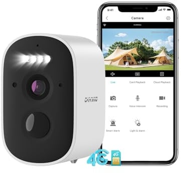 CiKiKWXO Cámara de Vigilancia 4G con SIM y Batería, 2.5K (5MP) sin WiFi, Cámara Exterior Sin Cables, con Detección de Movimiento, Audio Bidireccional, Alarma, IP65, Compatible con Alexa