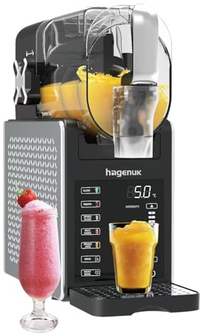 HAGENUK Slush Ice Maker & Milkshake Machine 2,2L con compresor – Slushie Maker para granizados, frappé, batidos y cócteles congelados – 5 programas, indicador LED, listo en 30 minutos