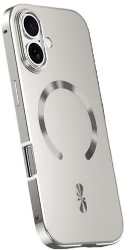 Hülle für iPhone 17/17 Air/17 Pro/17 Pro Max, Metall-Aluminium Bumper mit Mattem Metall-Rücken, kompatibel mit MagSafe, 0,5-mm Kamera-/Display-Schutz & Schnellverschluss-Design(Silver,IPhone 17)