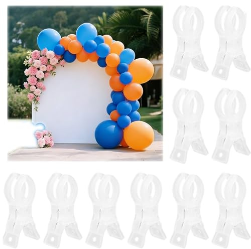 10-Pack Heavy Duty Balloon Arch Clips, Transparent Spring Garland Clamps for Backdrop Stand, Quick Release Connectors for Wedding & Birthday Decoration
