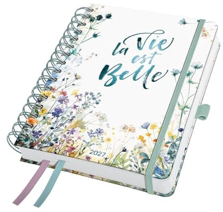 SIGEL 7J607 Spiral-Kalender Jolie 2027, ca. A5, Summer Tangle, Hardcover: 2 Seiten = 1 Woche, 120 g/m², 240 S., FSC-zertifiziert, vegan (Inspire)