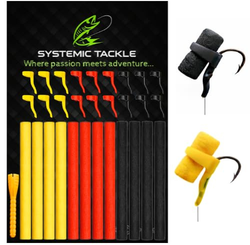 EUROKAN TACKLE Zig Rig Foam Carp Fishing - ZIG RIG KIT FOR CARP FISHING - Black Red Yellow Foam Sticks - 6mm - UK POST