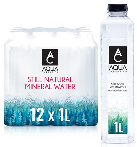AQUA Carpatica Stilles Natürlich Alkalisch Mineralwasser, PET, 12 x 1L | Rein aus der Quelle, Natürlich natriumarm, Reich an Elektrolyten, Calcium & Magnesium, Für Babynahrung