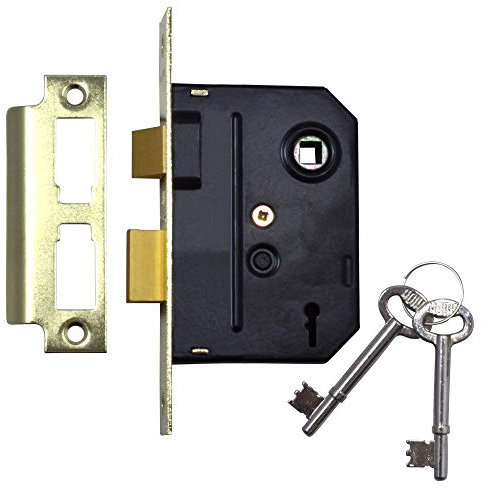 Union Locks 2295 2-Lever Mortice Sash-Lock 76mm - Polished Brass (Visi Pack)