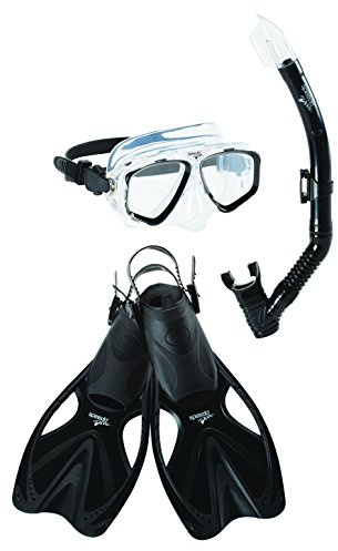 Speedo Unisex-Adult Swim Snorkel Dive Mask Anti-Fog with Nose Cover Adventure Series, MSF Black/Black, Large/X-Large