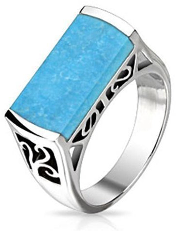 Tapsi´s Coolbodyart® Siegel Ring Edelstahl Türkis Stein 47(15)