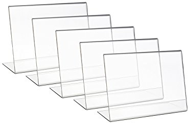 HMF 46933 Acryl Tischaufsteller schräg | 5 Stück | DIN A5 Querformat | Glasklar