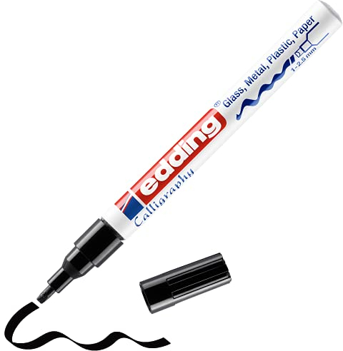 edding 753 gloss paint marker calligraphy - black - 1 paint marker - calligraphy nib 1-2.5 mm - for glass, stone, plastic, paper - waterproof, highly opaque - bullet journals, hand lettering