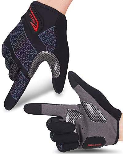 boildeg Fahrradhandschuhe Radsporthandschuhe rutschfeste und stoßdämpfende Mountainbike Handschuhe mit Signalfarbe geeiget Unisex Herren Damen