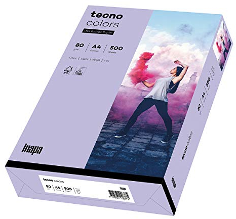 Inapa farbiges Druckerpapier, buntes Papier tecno Colors: 80 g/m², A4, 2.500 Blatt (5x500), violett