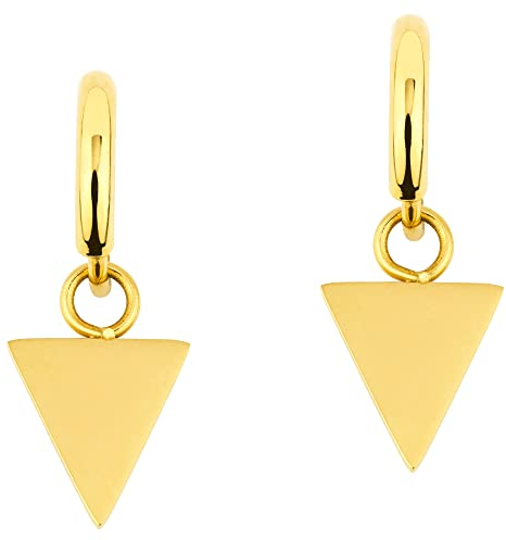 ARTIQO Creolen aus Edelstahl Ohrringe (Gold, Silber) Creolen mit Anhänger (1,5cm Durchmesser) Statement Ohrringe mit Mond Anhänger - wasserfest und hautfreundlich - Modell Lua (Dreieck-Gold)