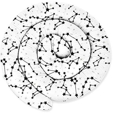 XXL 300 cm Bettschlange für Allergiker Bettkissen Stillkissen Bettrolle Zierkissen Bettumrandung Schlange Handmade 100% Baumwolle ekmTRADE (40 – Weiß – Sternkonstellationen, 300 cm)