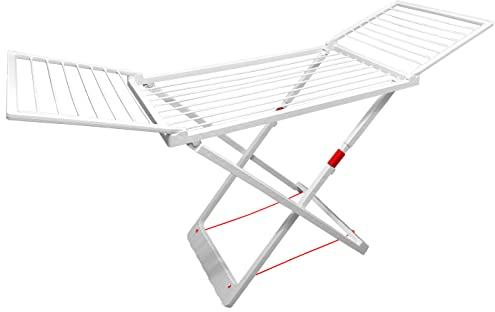 Acan Tradineur - Tendedero Plegable 100% de Resina, 20 Metros de Espacio de tendido. Fabricado en España, válido para Interior y Exterior, con Bloqueo de Seguridad, 180 x 108 x 55 cm (Blanco)