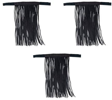 Horze Lightweight Nylon Fringe Fly Veil | Easily Attaches to Horse Halter (Pack of 3) - Black - Pony