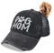 MANMESH HATT Baseballkappe für Hunde, Mutter, Pferdeschwanz, unordentlich, Vintage, gewaschener Köper, einfarbig, für Damen, Dog Mom Pferdeschwanz, Schwarz, Einheitsgröße