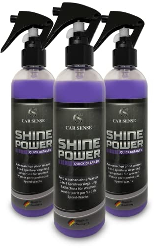 Car Sense Shine Power Quick Detailer Speed-Wachs 0,75L (3x0,25L) 3 in 1 Autolack-Reiniger I Schnellversiegelung I Schnellglanz zum Sprühen I Lackpflege