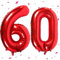 WOIRROIP Luftballon 60. Geburtstag Rot, XXL Riesen Rot Folienballon 60 für Frauen,40 Luftballon 60. Geburtstag,Zahlen 6 und 0 Folienballon für 60 Jahre Geburtstagsdeko Jubiläum Party Dekoration