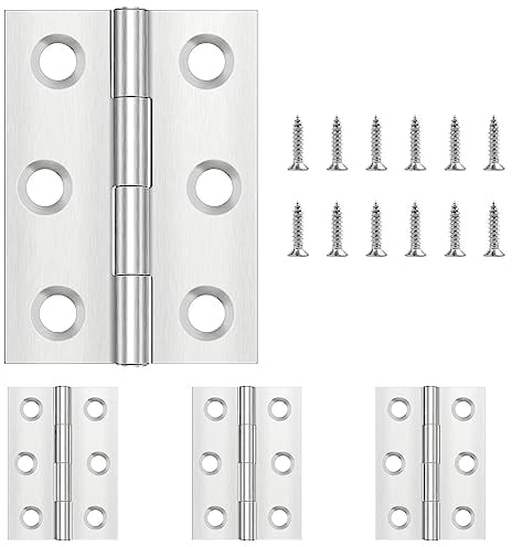 4 Pcs 68mm × 38mm Door Hinges, Leryati Stainless Steel Hinge, Gate Hinges for Wood Door, Shed Butt Hinge for Internal External Doors with 24 Pcs Screws