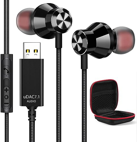 Auriculares USB para PC, Aislamiento Ruido Ligero Auricular PC con Micrófono para Portátil, Audifonos para Videojuegos con Control de Audio Función Silencio para Transmisión en Vivo de Office PS 4